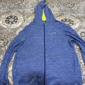 Under Armour Sweatshirt Mens Large Hoodie Full Zip Blue Long Sleeve Pockets